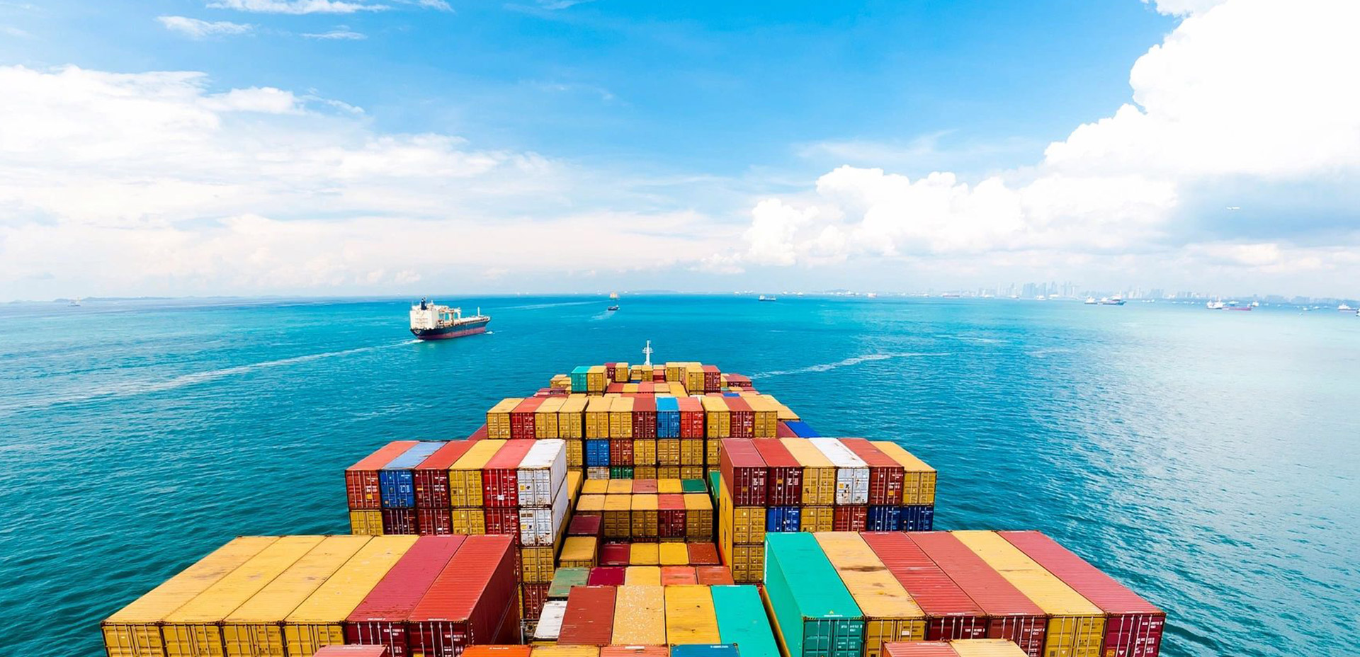 Cargo ships entering the busiest port